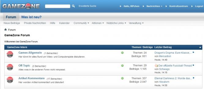 Das Gamezone-Forum wird schon morgen wiederhergestellt, sodass ihr in mehr als nur 3 Unterforen mitdiskutieren könnt. Insgesamt werden in 34.485 Threads 662.612 Beiträge importiert.