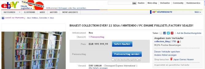 Über Ebay wurde offenbar eine Spielesammlung für eine Million Euro verkauft.