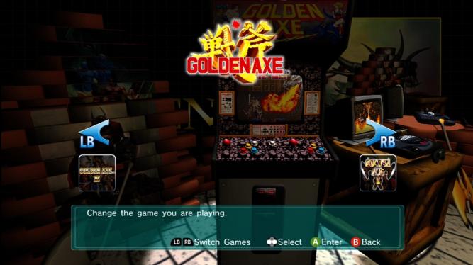 Im neuen, interaktiven Menü kann man wählen ob man Golden Axe 1, 2 oder 3 spielen möchte. 