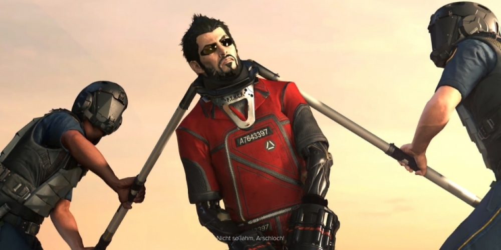 Zu Beginn des DLCs wird Adam Jensen all seiner übermenschlichen Kräfte beraubt.