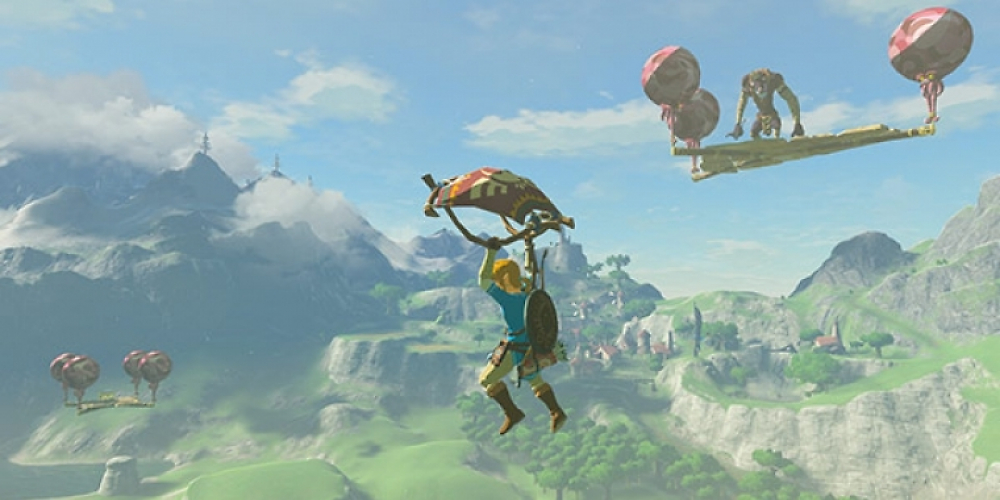 Flug per Parasegel in Zelda: Breath of the Wild