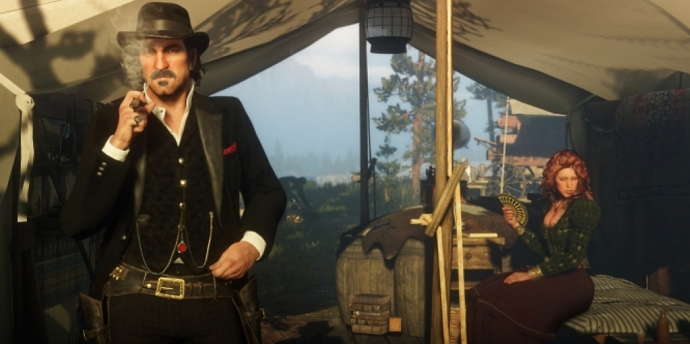 Dutch Van Der Linde in seinem Zelt in Red Dead Redemption 2.