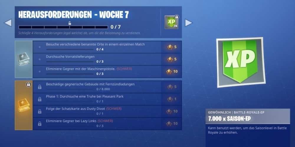 Fortnite Herausforderungen in Woche 7 von Season 5 im Überblick.
