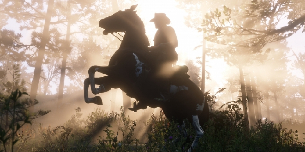 Arthur Morgan auf einem Pferd in Red Dead Redemption 2.