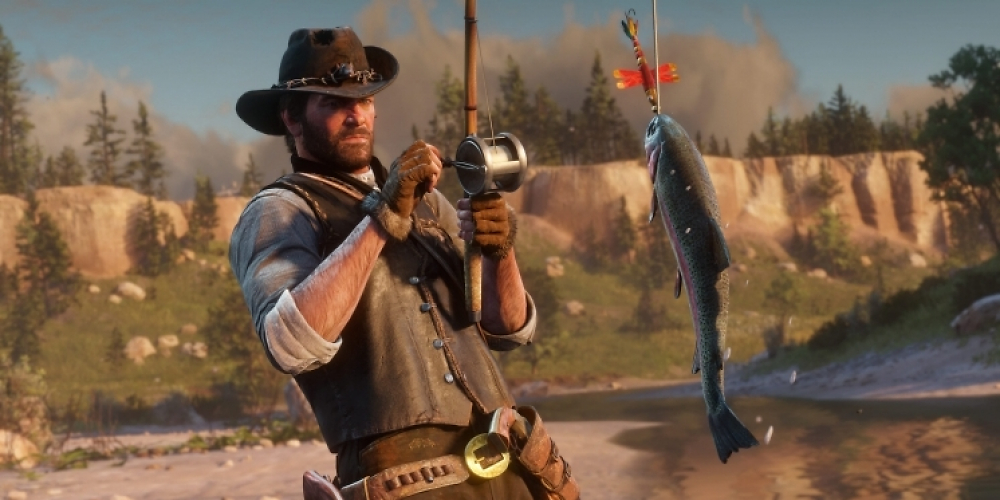 Arthur Morgan beim Angeln in Red Dead Redemption 2.