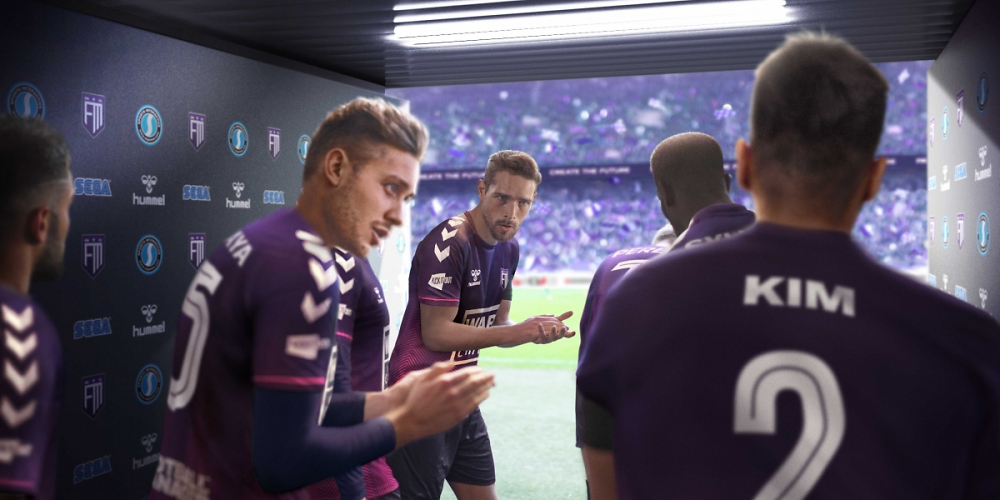 Fußballer im Spielertunnel