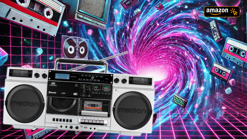 Rücksturz in die 80er: Ghettoblaster von Medion mit Kassette, CD, Bluetooth bei Amazon nie billiger