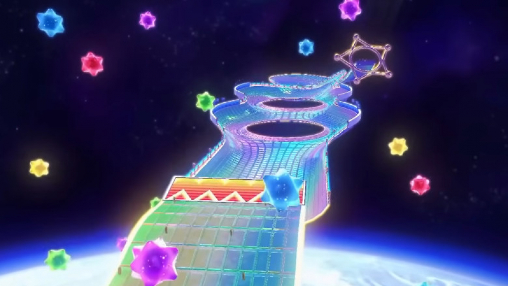 Der Regenbogen Boulevard aus Mario Kart Wii.