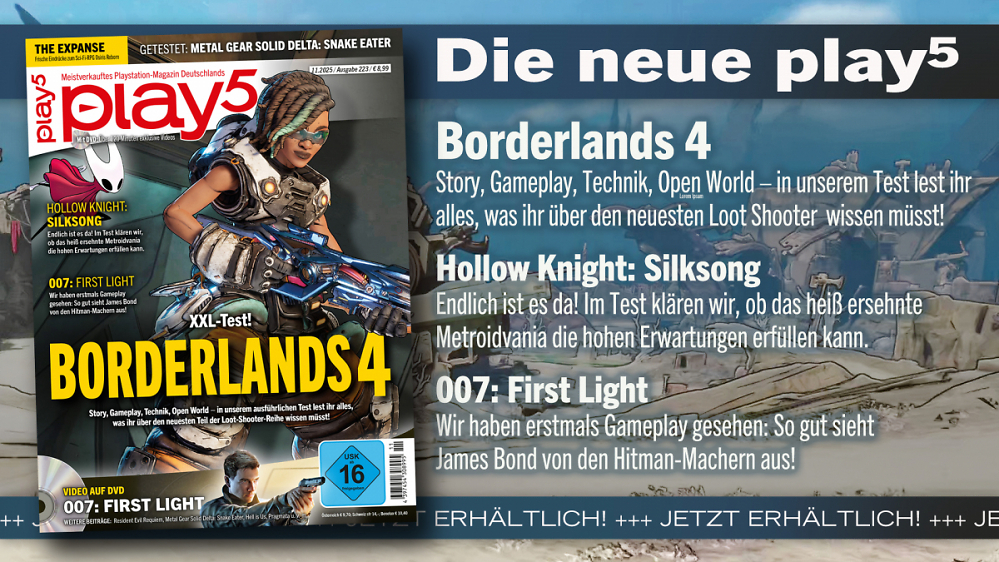 play5 11/25 mit Coverstory zu Borderlands 4, Tests zu Hollow Knight: Silksong, Metal Gear Solid Delta: Snake Eater u. v. m.