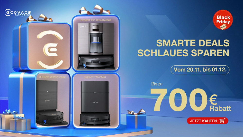Ecovacs feiert die Black Friday Week mit Angeboten von bis zu 700 € auf ihre Roboter!