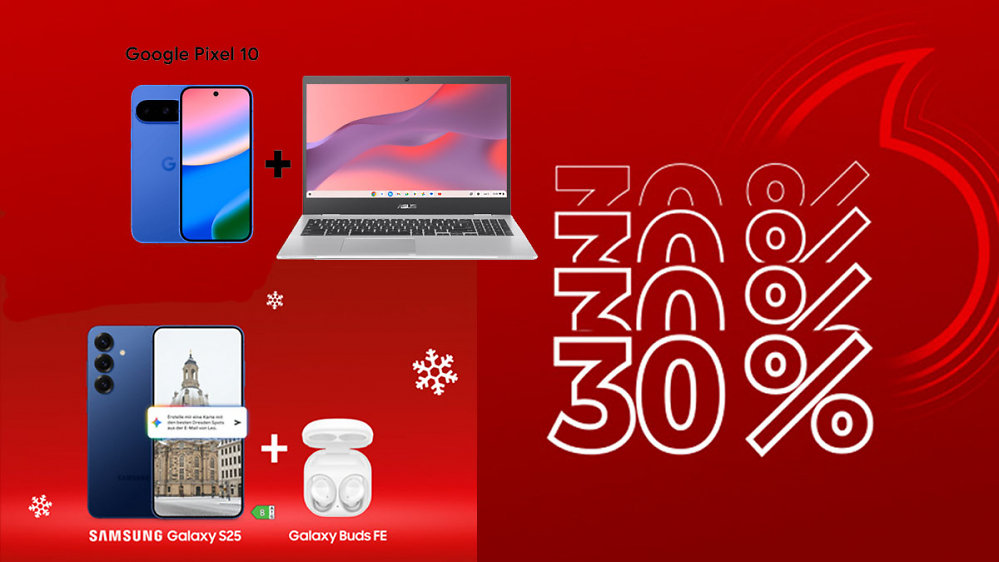Neue Vodafone-Deals: Bis zu 30% Rabatt, Top-Smartphones ab 1 € und Gratis-Zugaben
