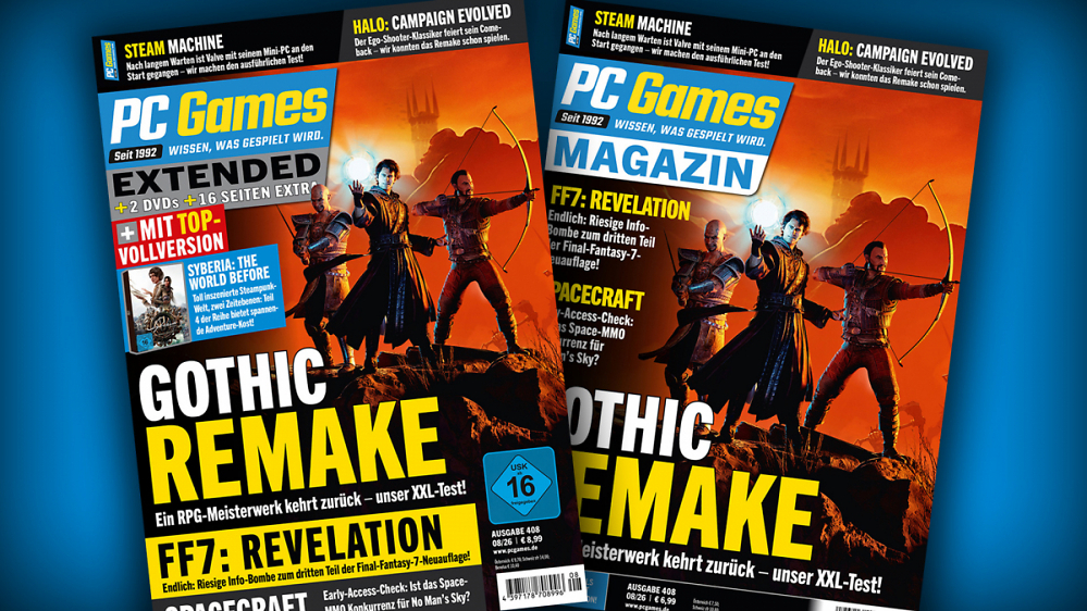 PC Games 08/26: Mit Coverstory zu Gothic Remake, Test zur Steam Machine, Preview zu Final Fantasy 7: Revelation u. v. m.