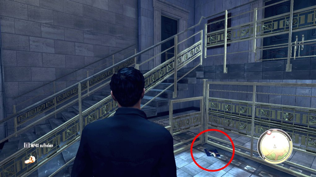 Kapitel 15 - Per Aspera Ad Astra / Chapter 15 - Per Aspera Ad Astra: Im Museum: Gleich nach der Eingangstür ist rechts eine abgesperrte Treppe. Durchbrechen Sie die Absperrung, links vom Fuß der Treppe liegt der Playboy.