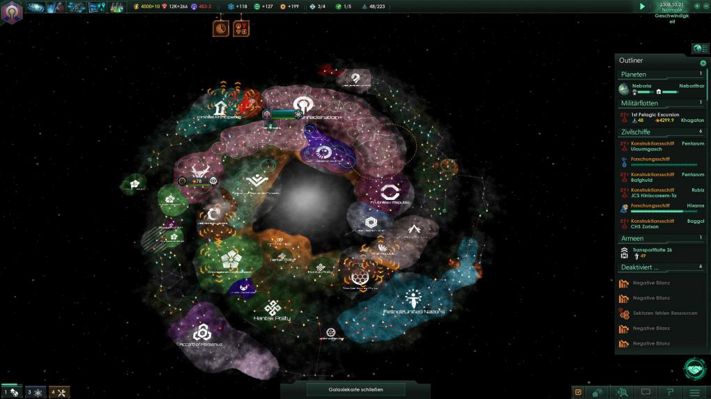 In Stellaris sind riesige Galaxien möglich - mit Spiralarmen oder ohne.