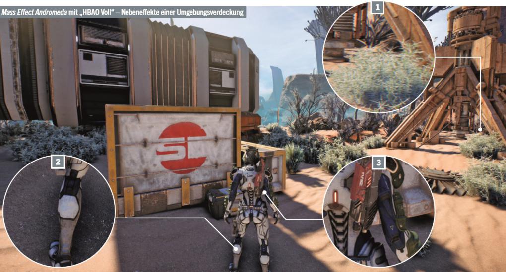 Mass Effect Andromeda mit 'HBAO Voll' - Nebeneffekte einer Umgebungsverdeckung.