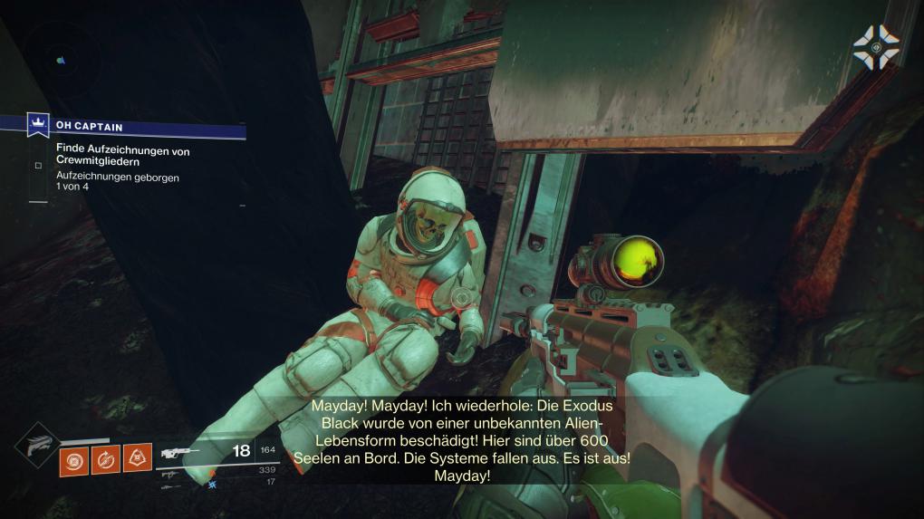 Abenteuer und Planeten-Quests erzählen kleine Geschichten. Auf Nessus erfahren wir, was mit der Crew des abgestürzten Raumschiffs geschah.