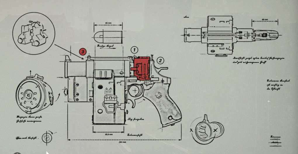 Wolfenstein 2: The New Colossus - Upgrade-Schema für die Kampfpistole