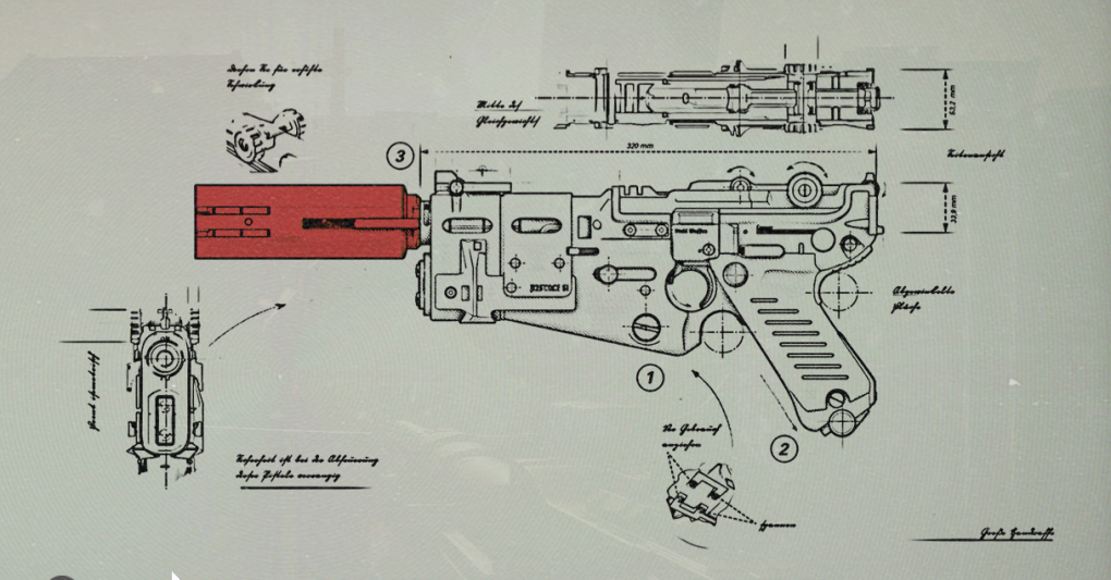 Wolfenstein 2: The New Colossus - Upgrade-Schema für die Pistole