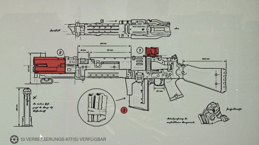 Wolfenstein 2: The New Colossus - Upgrade-Schema für das Sturmgewehr