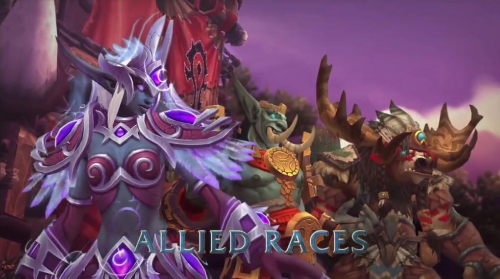 WoW: Battle for Azeroth - von links nach rechts: Nachtgeborene, Zandalari-Troll und Hochbergtaure