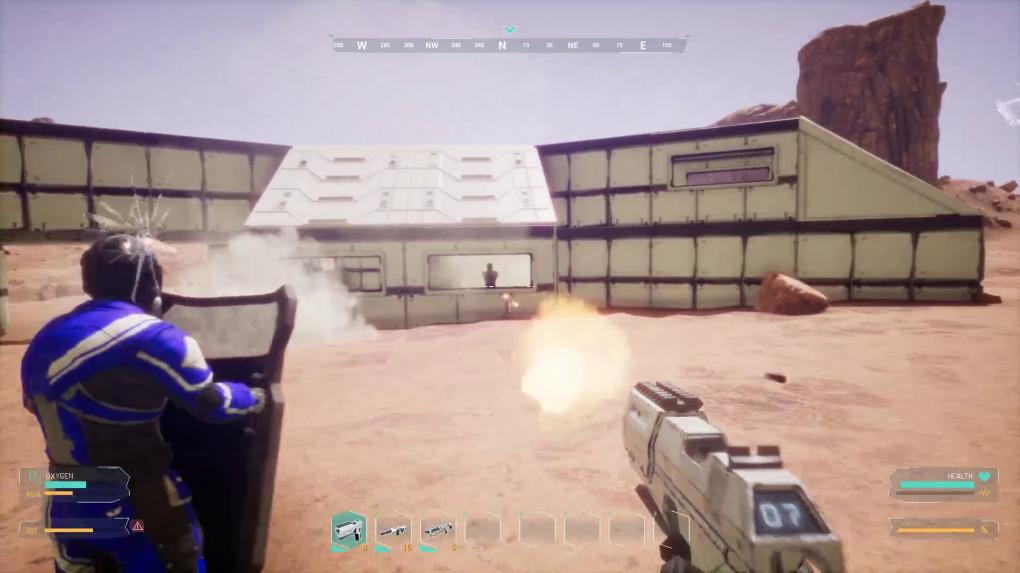 Mit einem ballistischen Schild (links) kann man das Feuer gegnerischer Spieler abfangen.