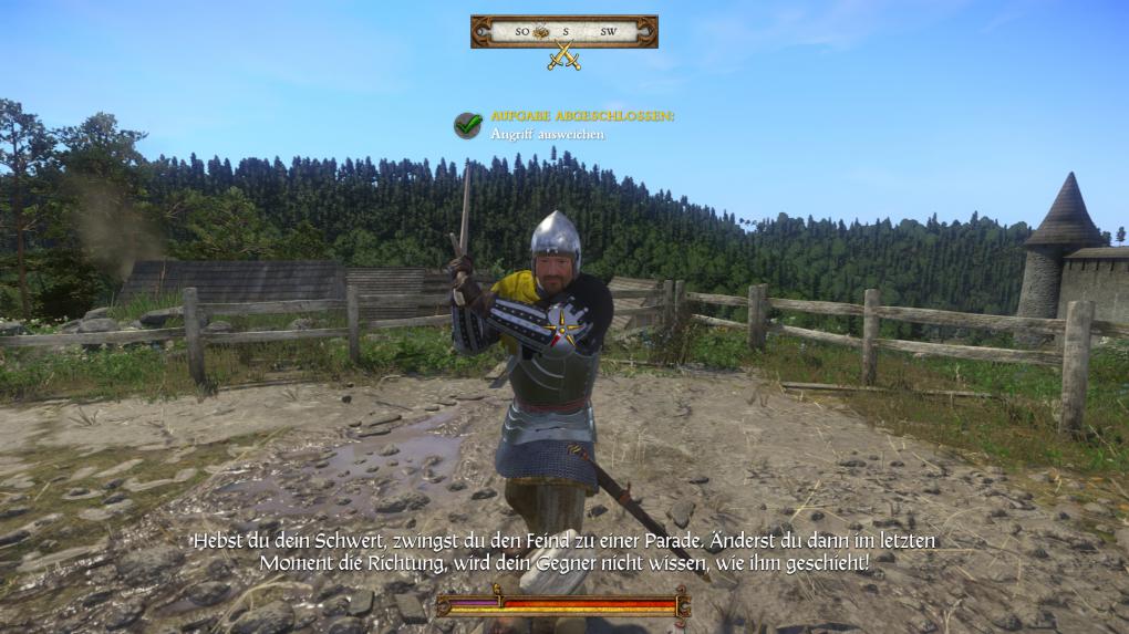 Einsteiger-Guide für Kingdom Come Deliverance: Im Training mit Hauptmann&nbsp;Bernard lernt ihr die Feinheiten des Kampfsystems.&nbsp;