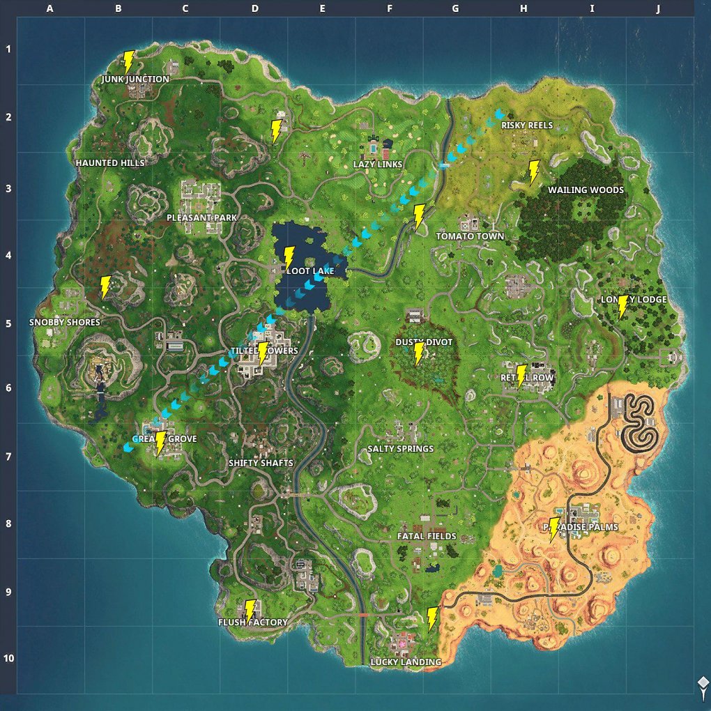 Locations der Blitze in Fortnite Season 5