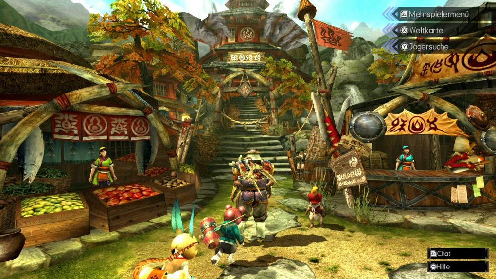 <strong>Monster Hunter Generations Ultimate</strong> im Test: In den Dörfern nehmt ihr nicht nur neue Quests an, ihr verbessert hier auch eure Ausrüstung, kauft nützliche Gegenstände oder nehmt ein stärkendes Mahl zu euch.