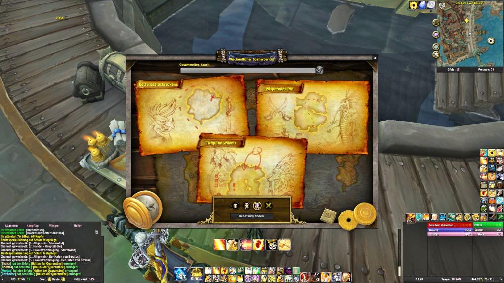 Das Interface zum Starten einer Inselexpedition in WoW: Battle for Azeroth.