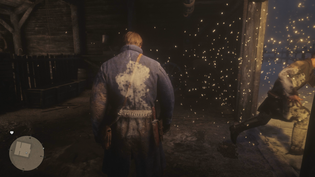 In der Scheune lauert ein O'Driscoll Arthur auf.