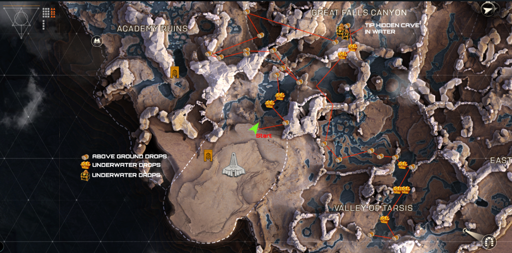 Auf dieser Karte des reddit-Users ayerun seht ihr die ideale Farming-Route für Schatztruhen in Anthem.