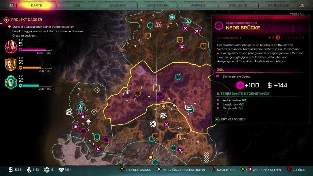 Die Map bietet viel zu entdecken. Leider sind die meisten Aufgaben und Orte sehr eintönig.