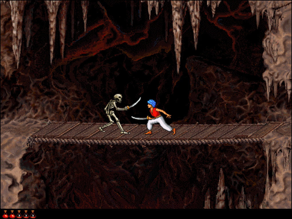 Prince of Persia 2: The Shadow and The Flame setzte die Geschichte fort und führte den Prinzen in die Katakomben einer abgelegenen Insel. Hier nimmt er es sogar mit Skeletten auf.