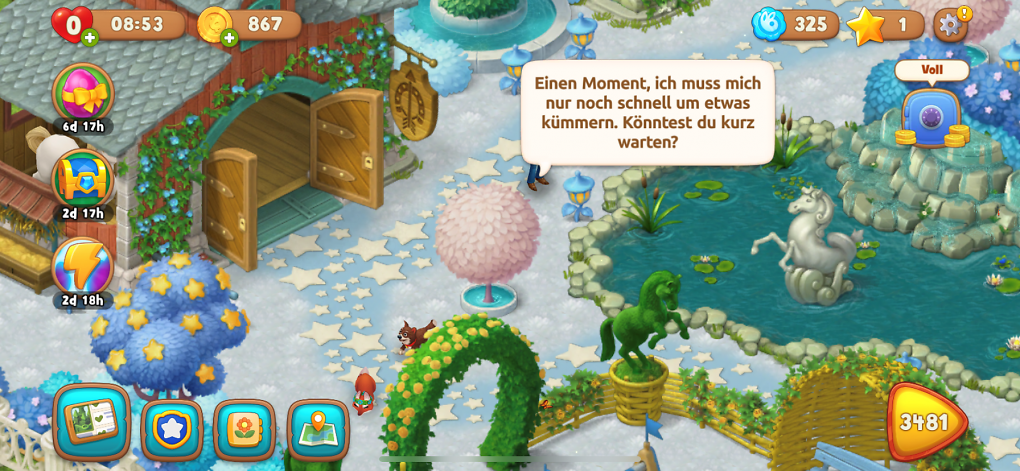 Auch Städte- und Landschaftsbausimulatoren wie Gardenscapes arbeiten mit dem Konzept des Wartens. Zwar sollen diese Spiele entspannen, aber wer zu ungeduldig für die Bauzeit ist, der kann auch etwas Geld ausgeben.