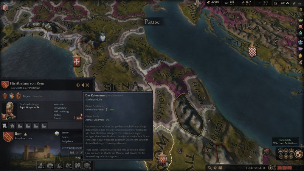 Crusader Kings 3:An historischen Orten sind manchmal Bauplätze mit Soezialgebäuden bebaut.&nbsp;&nbsp;