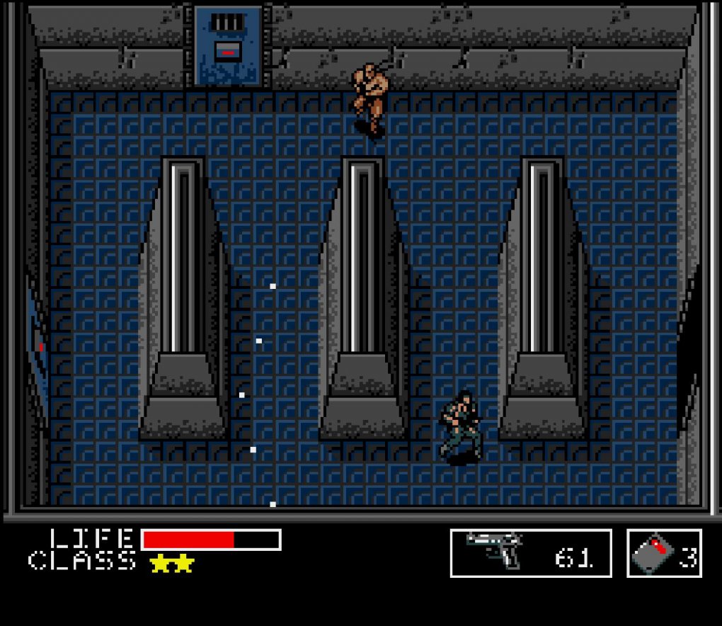 Levelboss: Machine Gun Kid mimt den Türsteher und bewacht den linken und obigen Ausgang.&nbsp;