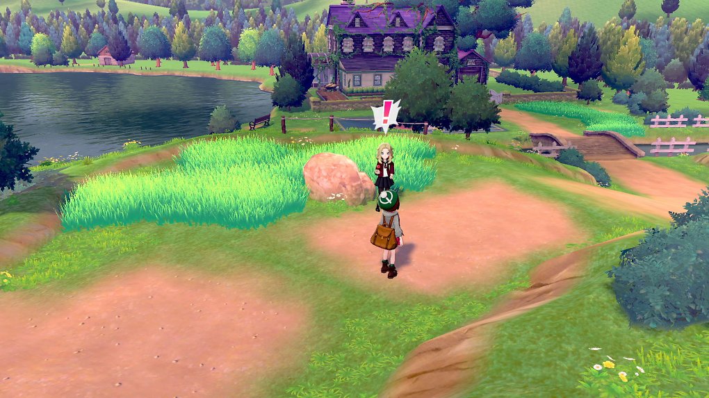 Der weibliche Charakter aus Pokémon Schwert und Schild begegnet einer anderen Trainerin