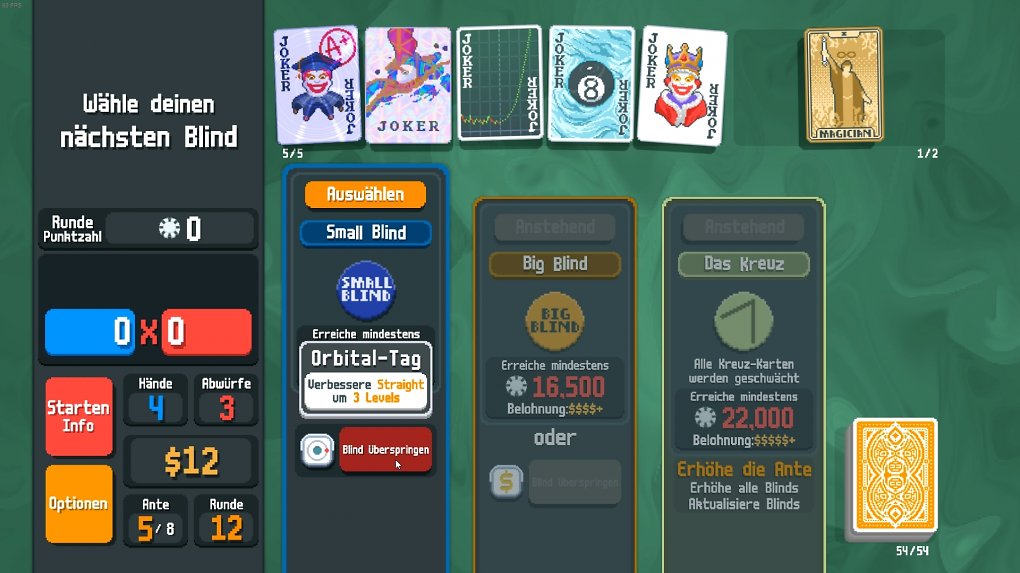 Ihr spielt 8 Durchgänge (Ante) mit jeweils drei Runden. Auf Wunsch könnt ihr auch Runden überspringen, um Vorteile zu erhalten.