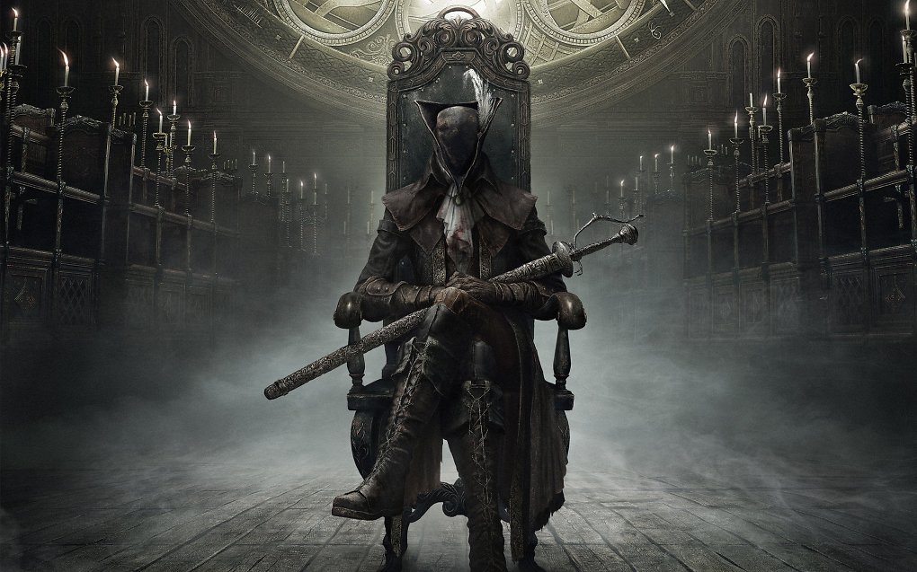Fürstin Maria aus Bloodborne sitzt auf einer Art Thron