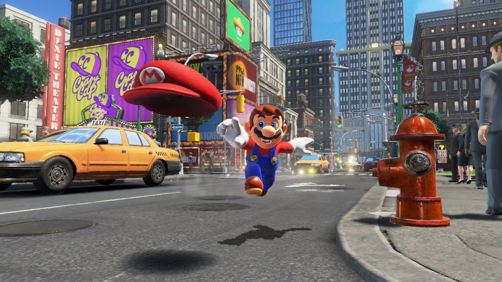 Super Mario ist in New Donk City angekommen und wirft seine Cappy.