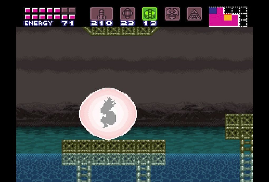 Eine Demonstration des Crystal Flash in Super Metroid