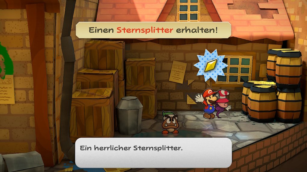 Mario findet einen Sternsplitter hinter einem Haus in Rohlingen