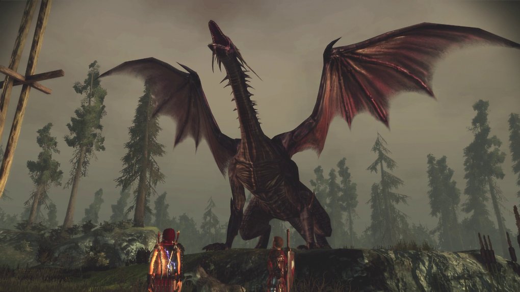 Ein Drache breitet seine Flügel aus und schreit in den Himmel.