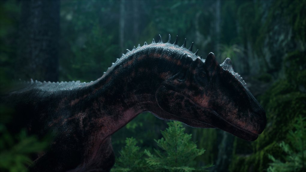 Ein Dinosaurier beobachtet etwas im Dschungel