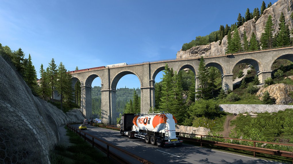 Der Euro Truck Simulator 2 sorgt immer wieder für malerische Szenen.