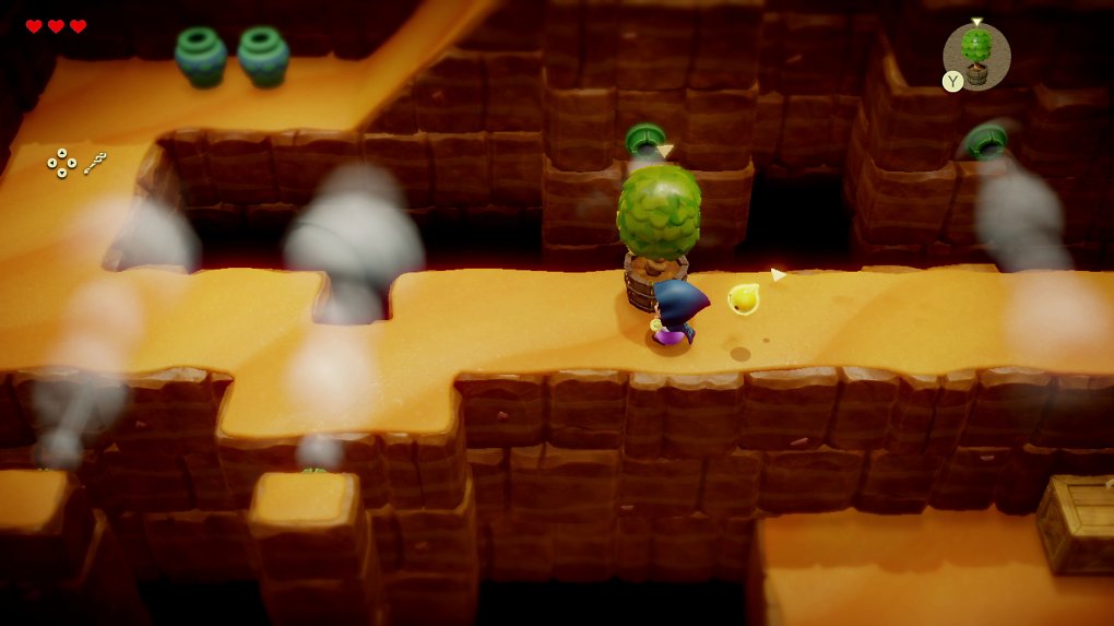 Zelda nutzt das Echo von einem Baum, um nicht vom Weg gepustet zu werden.
