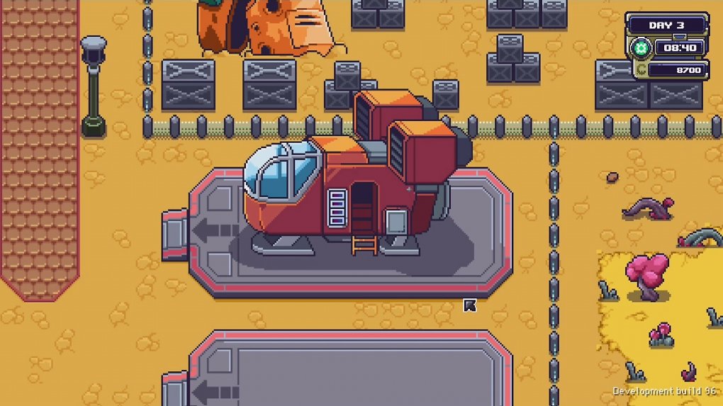 Ein Raumschiff steht auf einer Landeplattform.