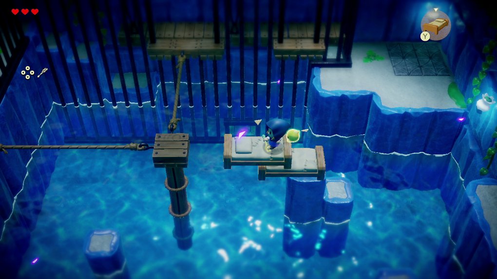 Zelda schichtet mehrere Betten übereinander, um einen Abgrund zu überwinden