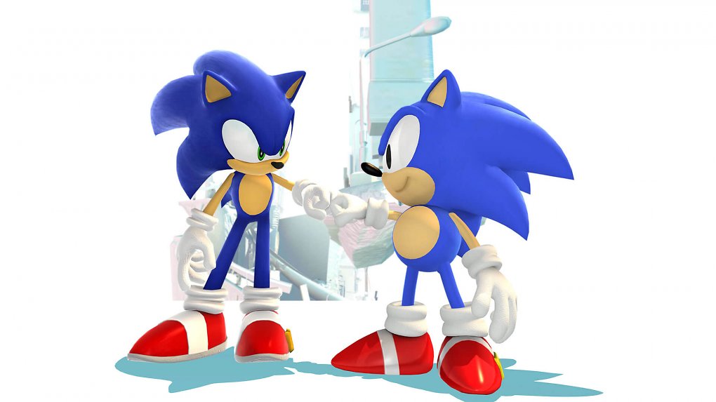 Der neue und der alte Sonic zusammen