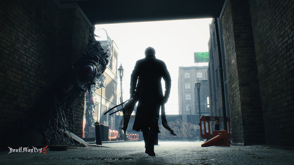 Vergil tritt aus einer Gasse